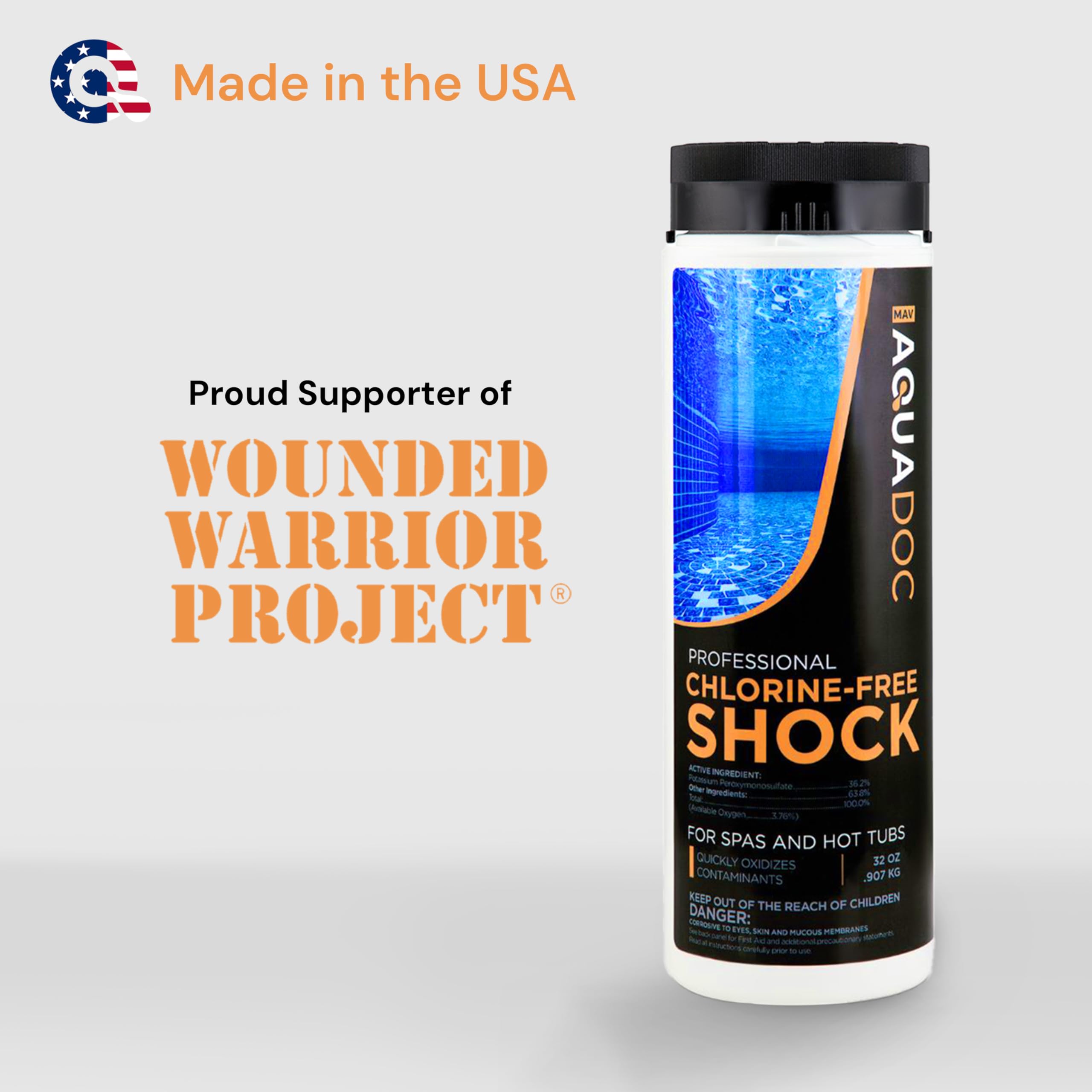 MAV AquaDoc Non Chlorine Hot Tub Shock label details