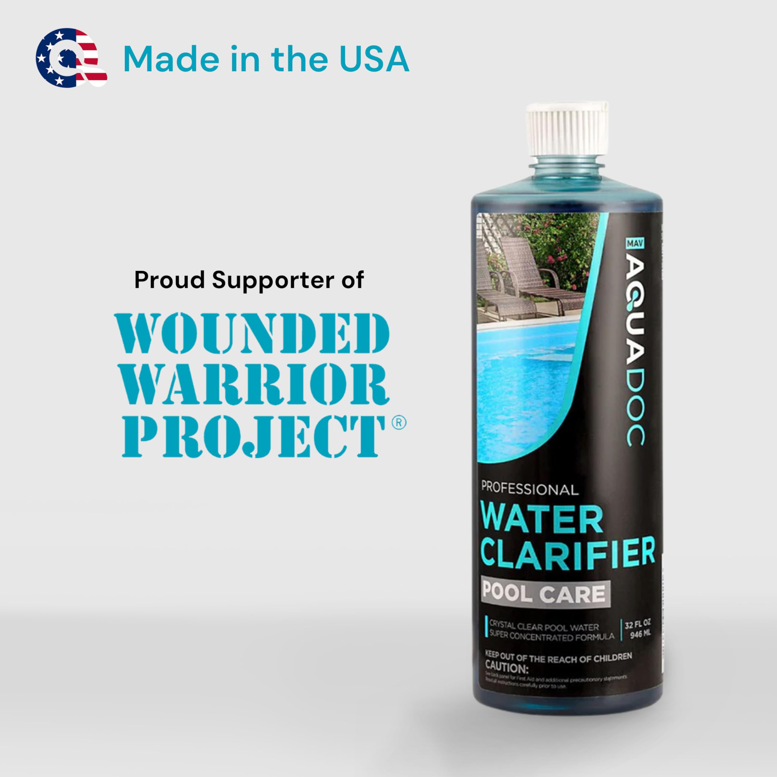 MAV AquaDoc Pool Clarifier Liquid 32oz in outdoor setting