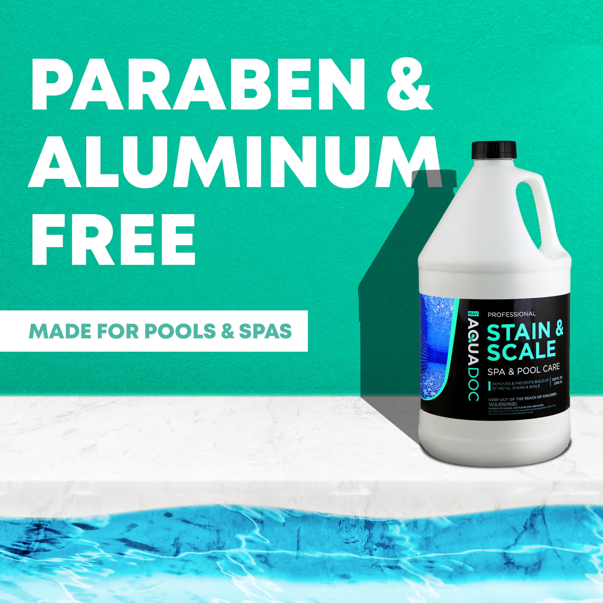 MAV AquaDoc Pool & Spa Stain and Scale Remover with pool equipment