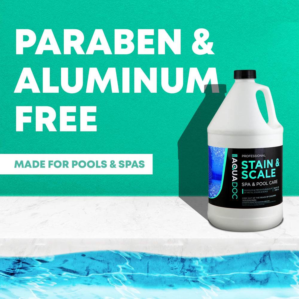 MAV AquaDoc Pool & Spa Stain and Scale Remover with pool equipment