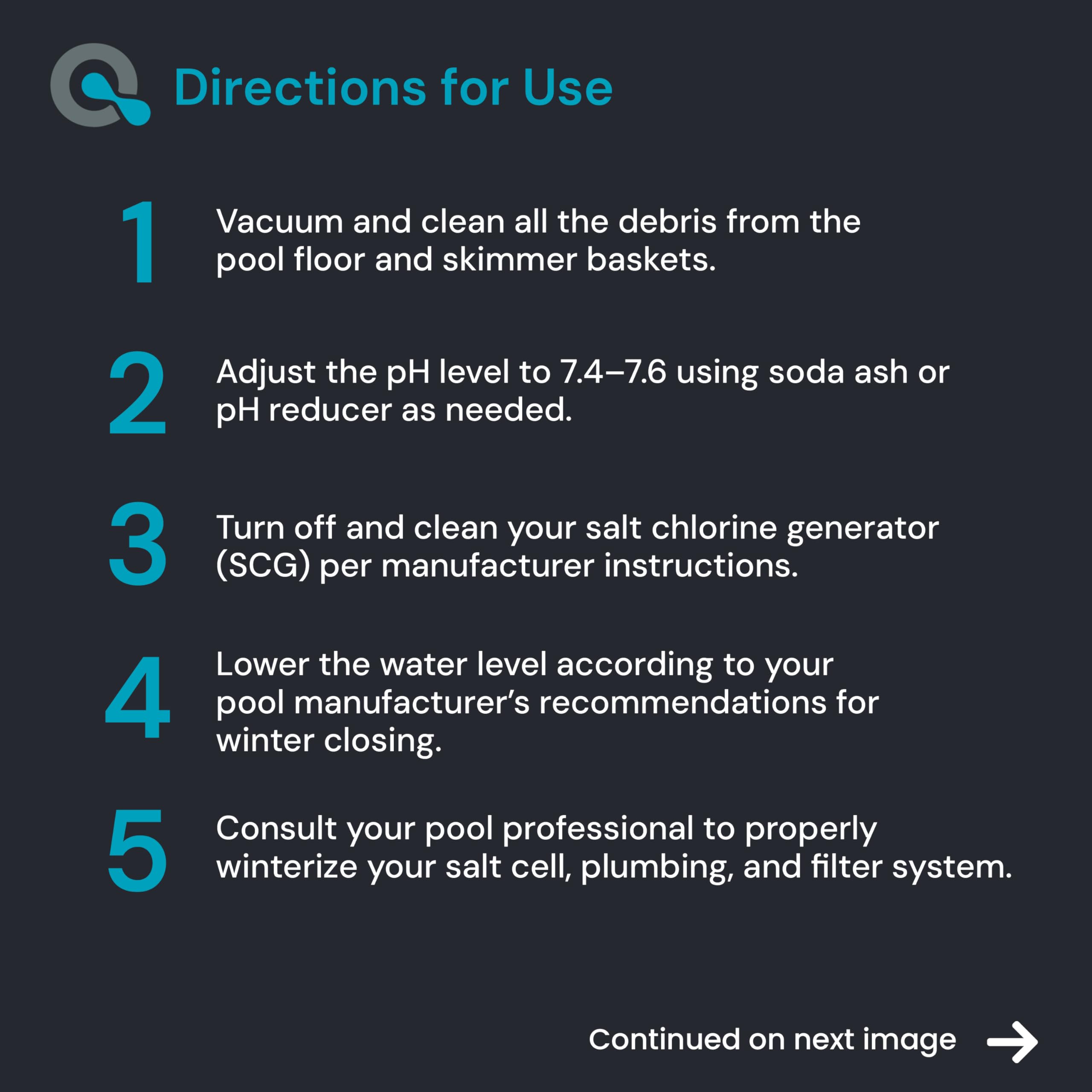 MAV AquaDoc Pool Winterizing Kit instructions on the back