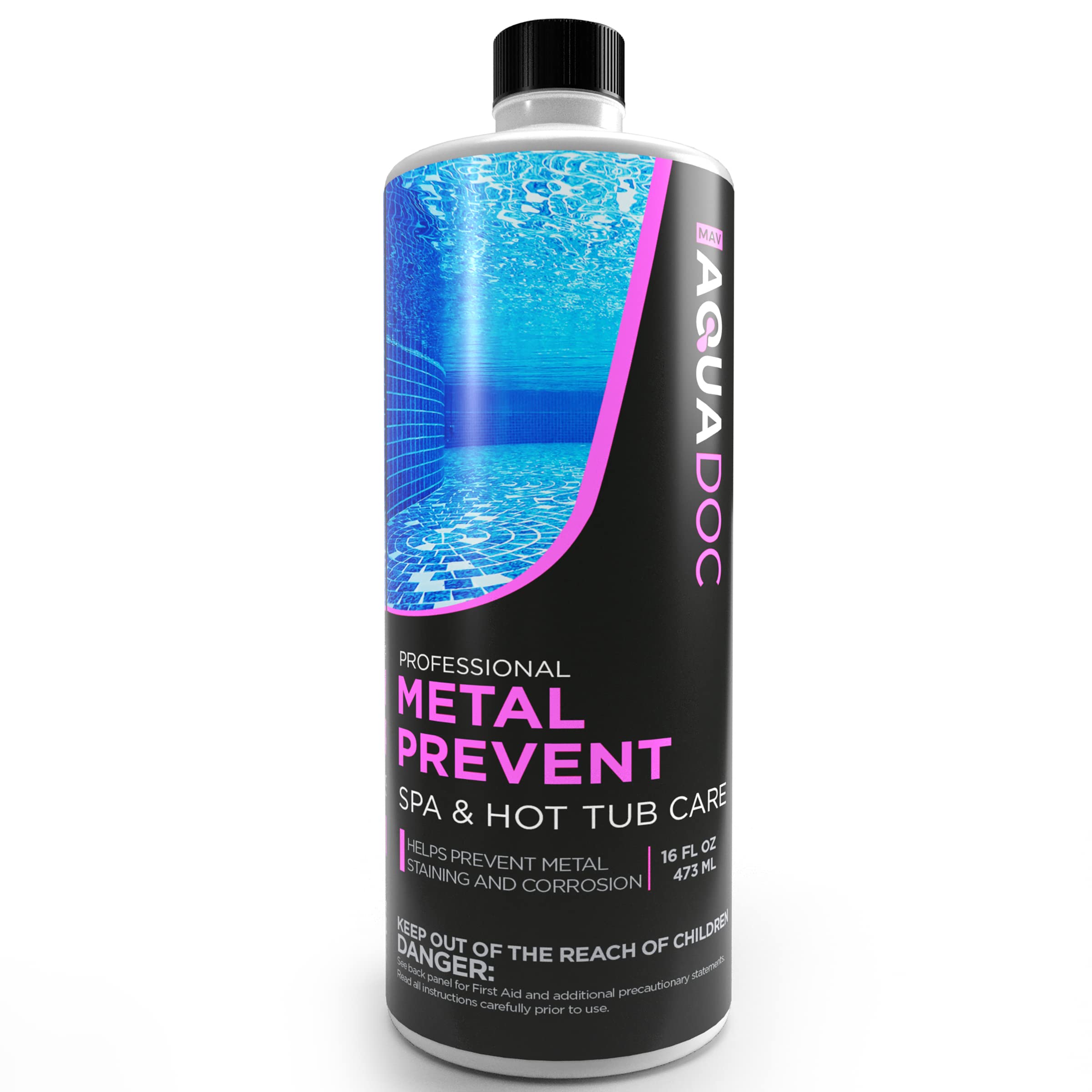 MAV AquaDoc Spa Metal Control 16 oz bottle front view