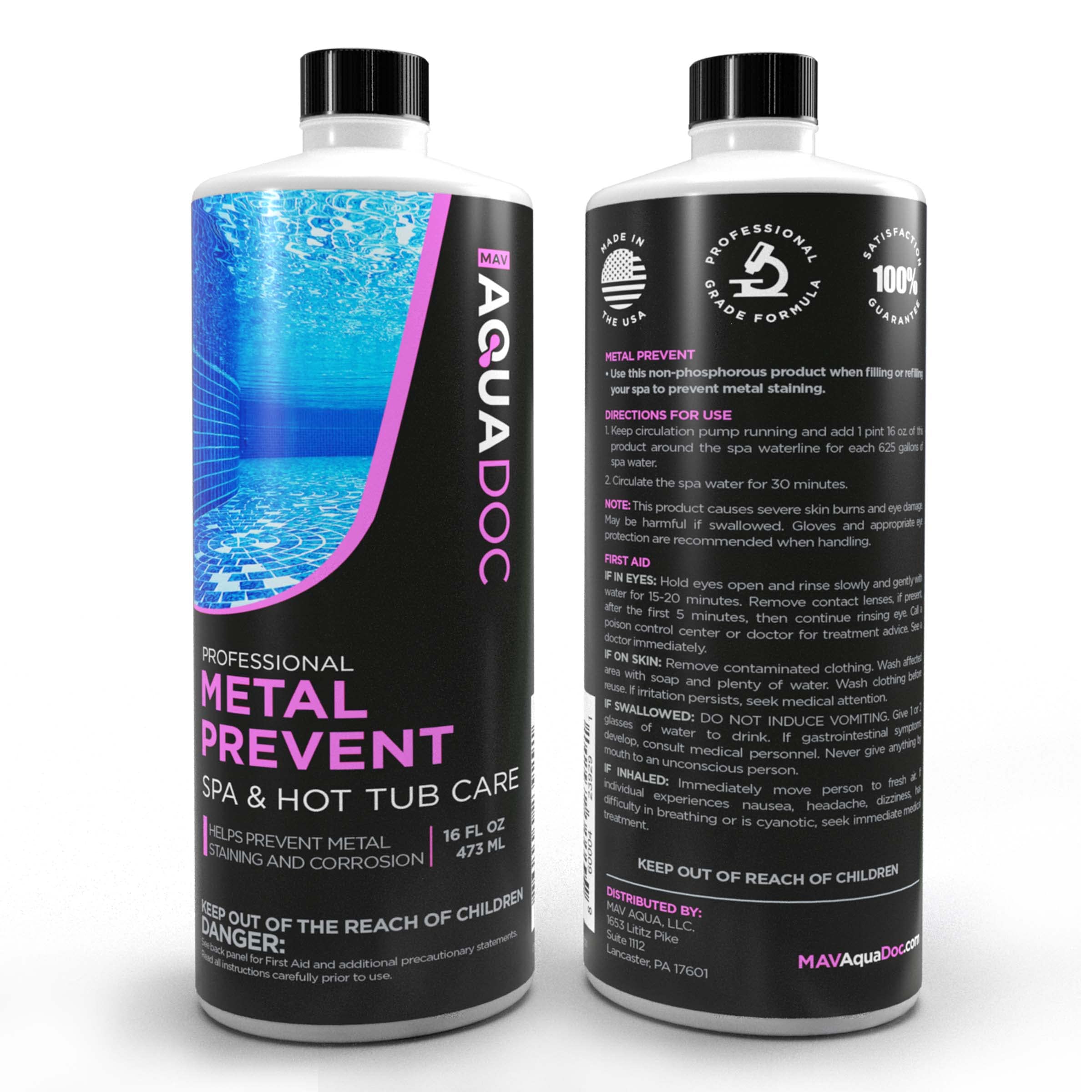 MAV AquaDoc Spa Metal Control chemical usage instructions