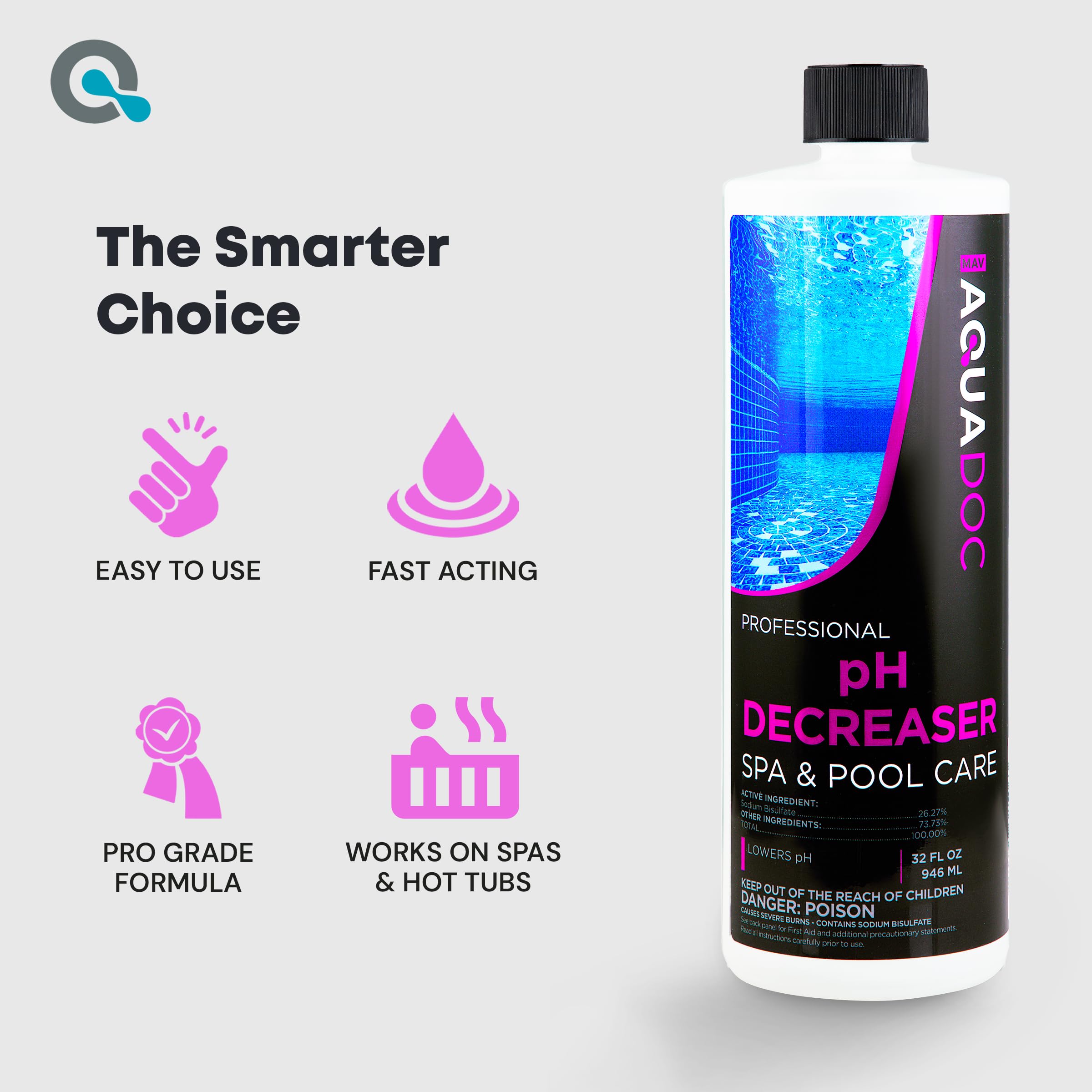 MAV AquaDoc Spa pH Decreaser back label with instructions