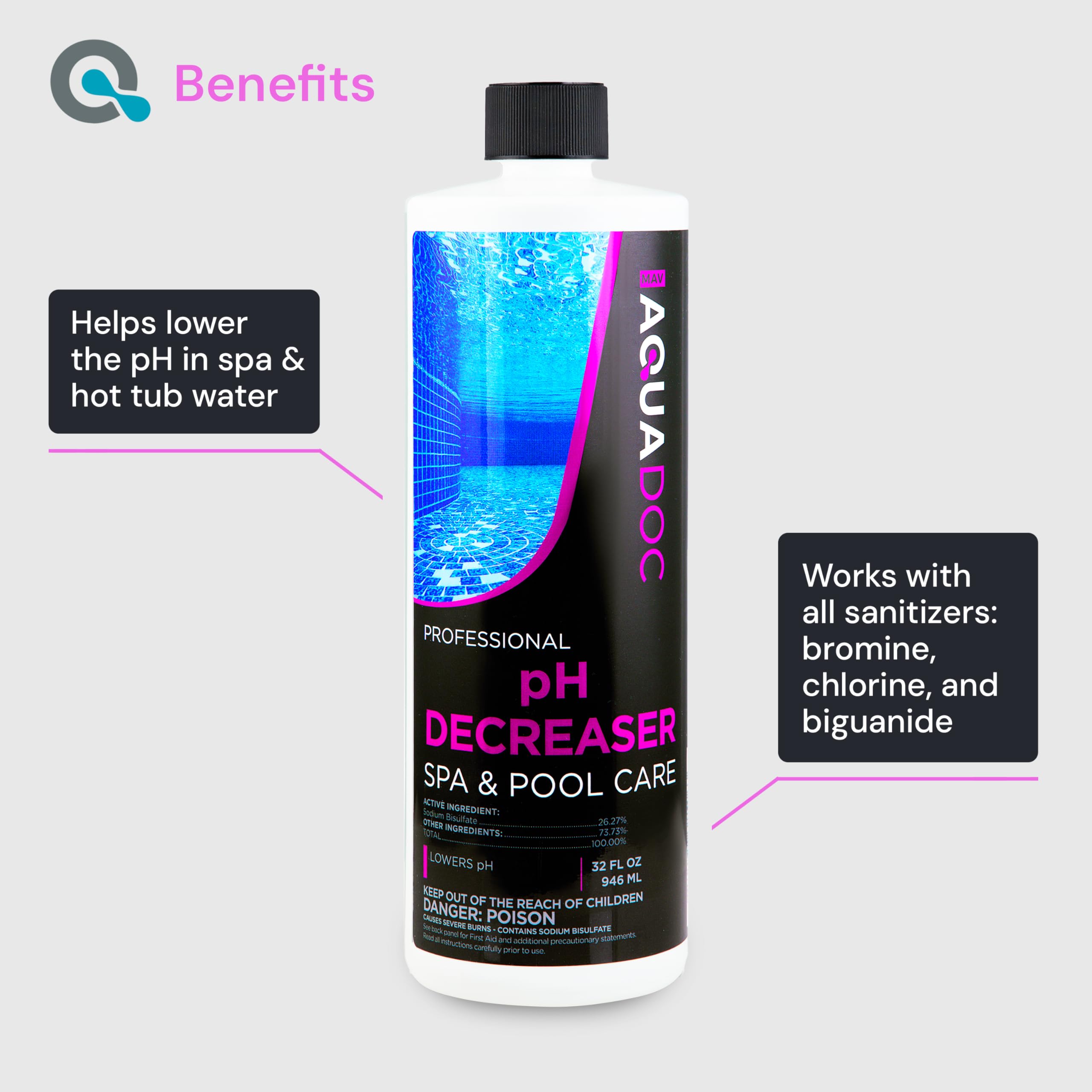 MAV AquaDoc Spa pH Decreaser pouring into hot tub