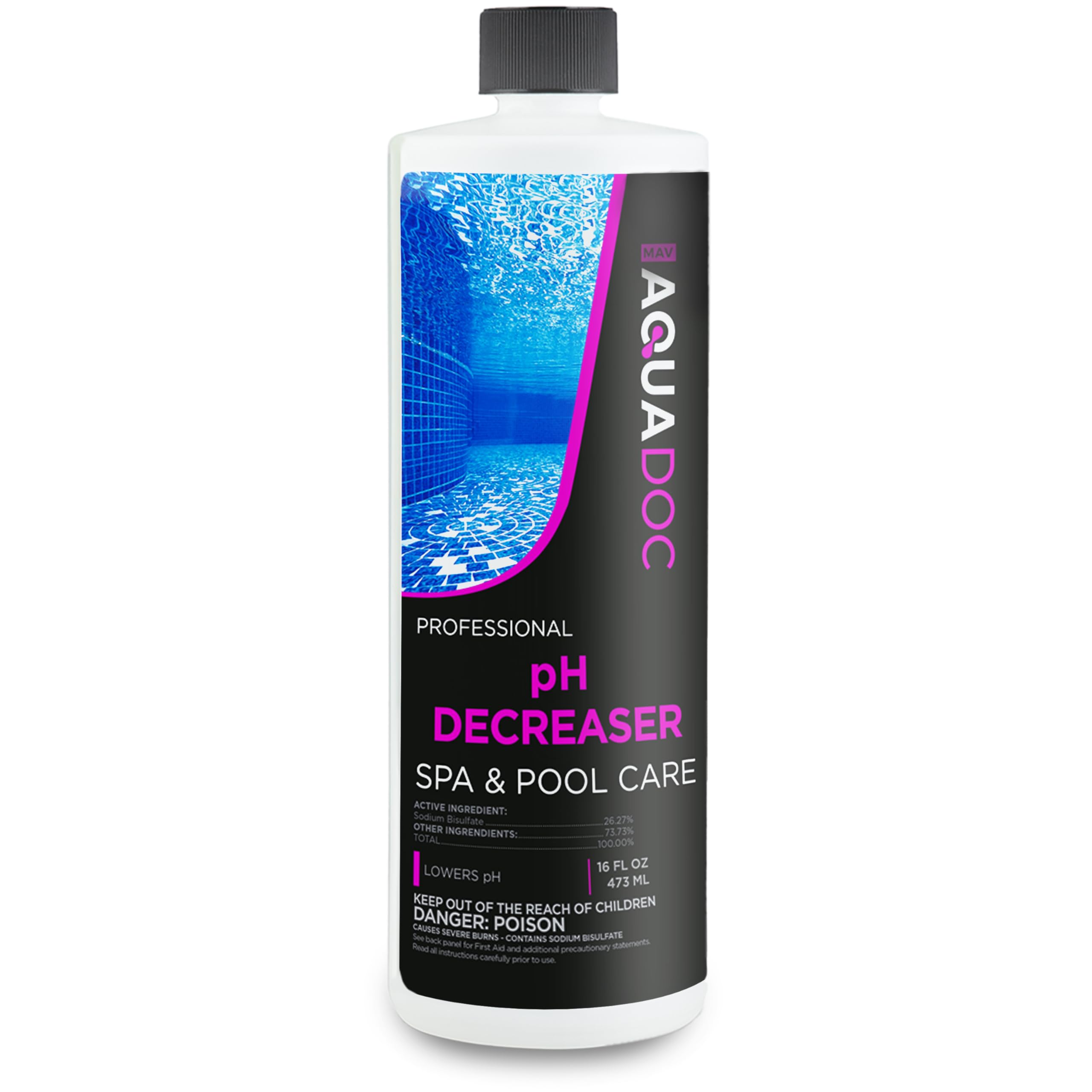MAV AquaDoc Spa pH Decreaser with other pool chemicals