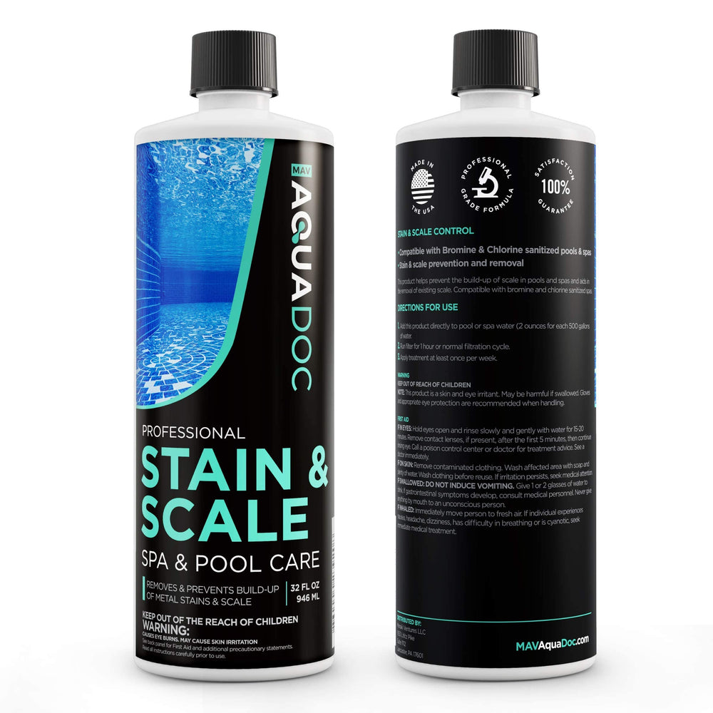 MAV AquaDoc Spa Stain and Scale Control packaging display
