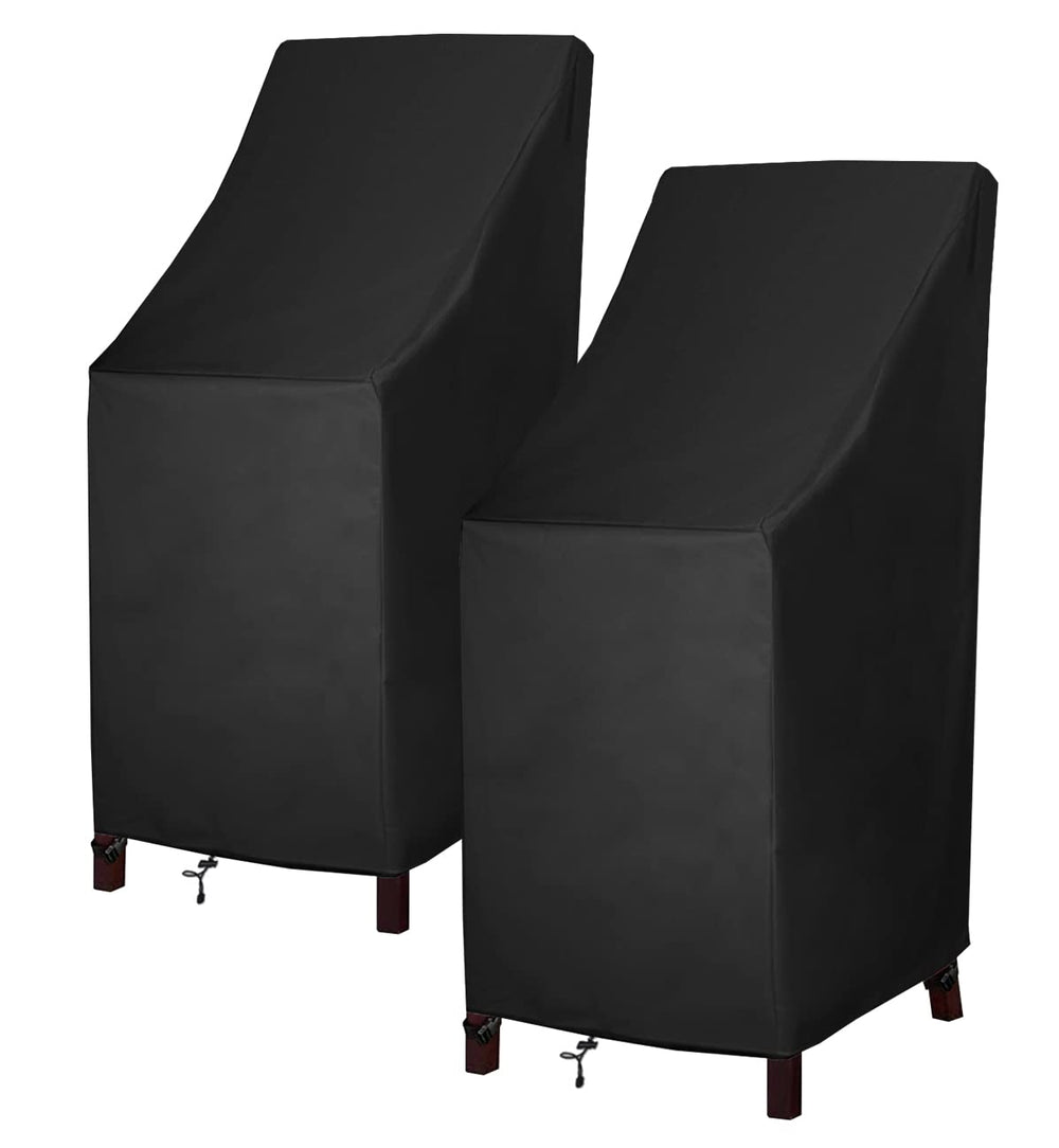 MAVINCHER Stackable Patio Chair Covers, black, displaying interlocking seams