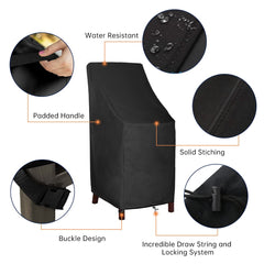 MAVINCHER Stackable Patio Chair Covers, black, in storage bag