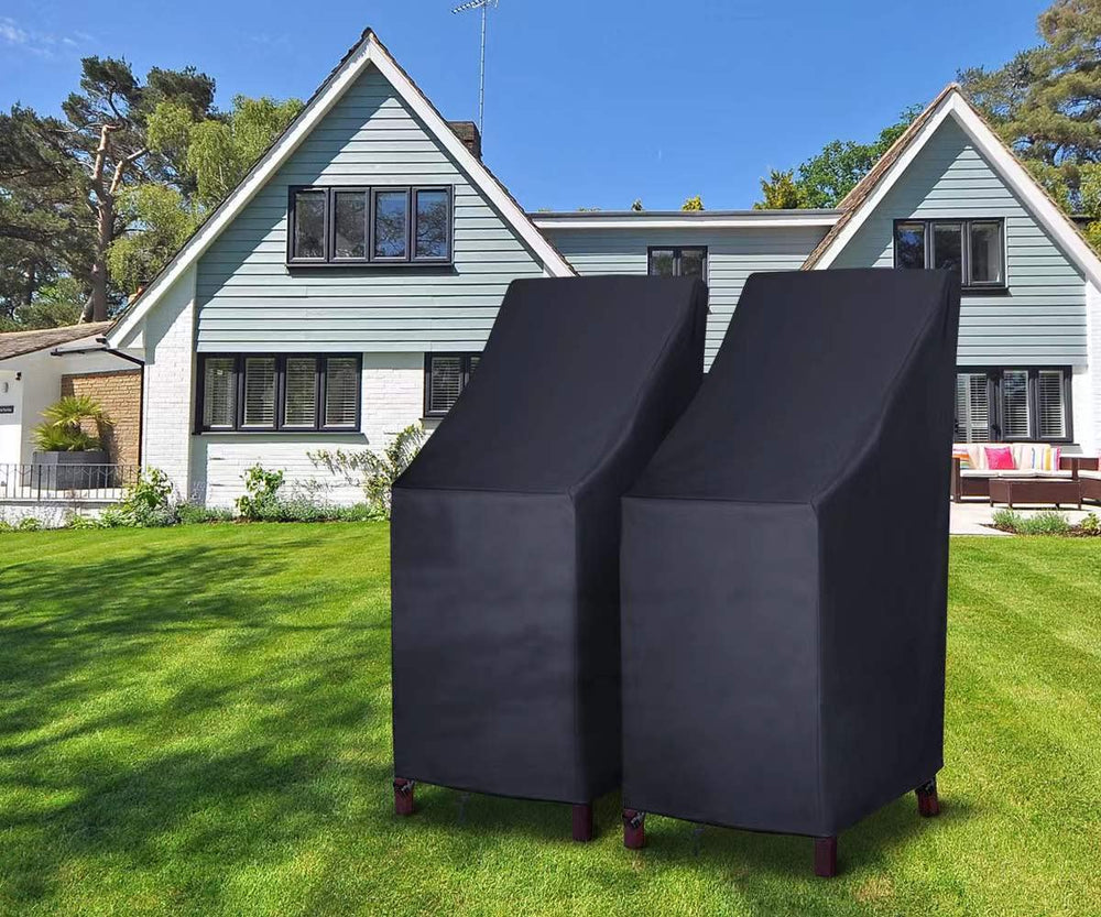 MAVINCHER Stackable Patio Chair Covers, black, on stackable chairs