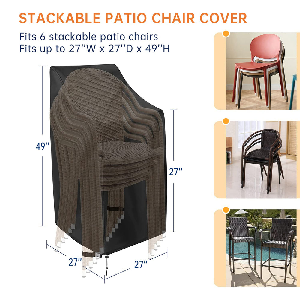 MAVINCHER Stackable Patio Chair Covers, black, side view