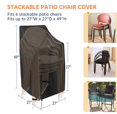 MAVINCHER Stackable Patio Chair Covers, black, side view