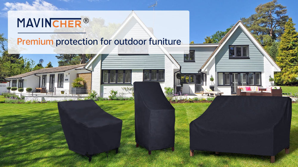 MAVINCHER Stackable Patio Chair Covers, black, waterproof feature close-up