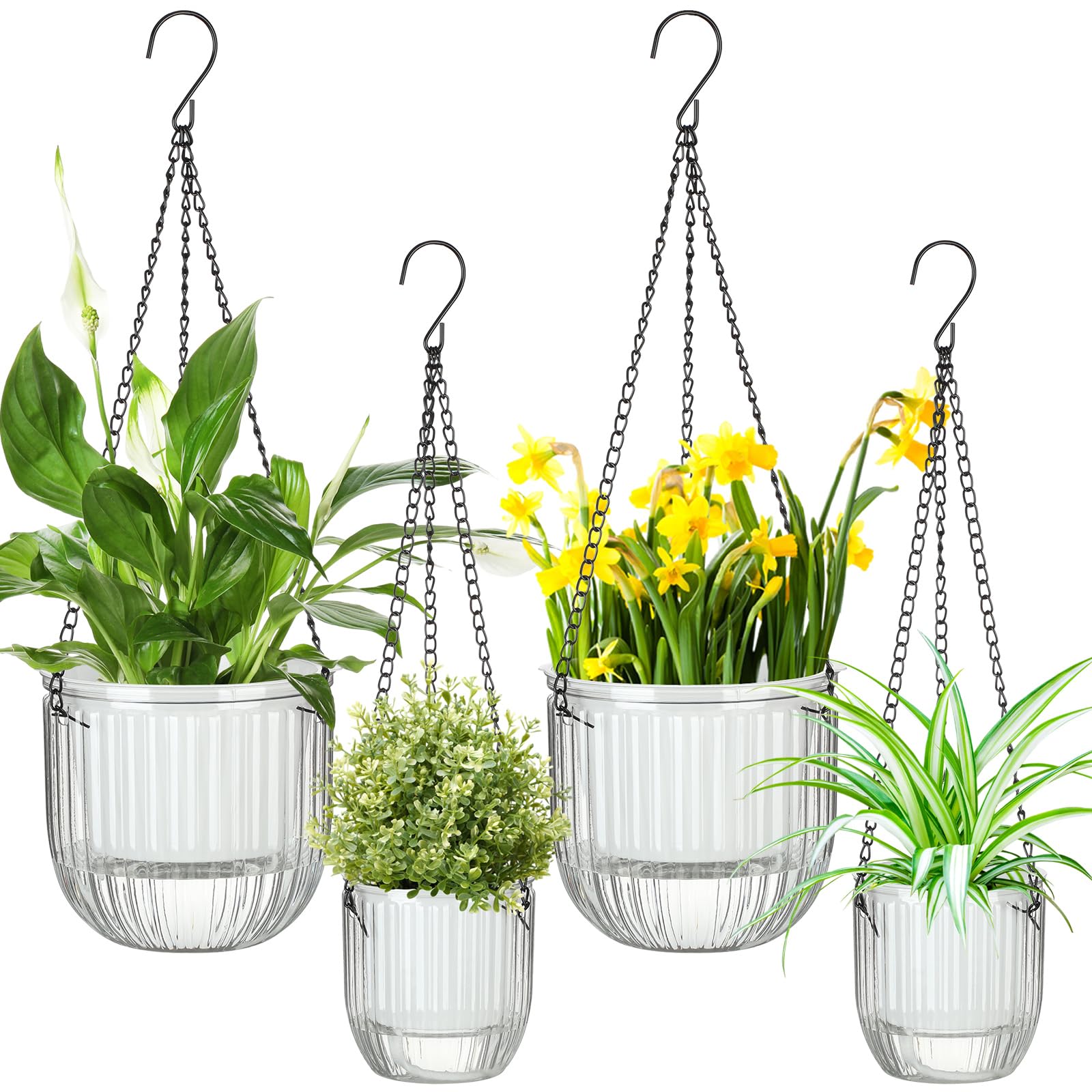 Maxcheck 6.5 inch self-watering hanging planter with clear design