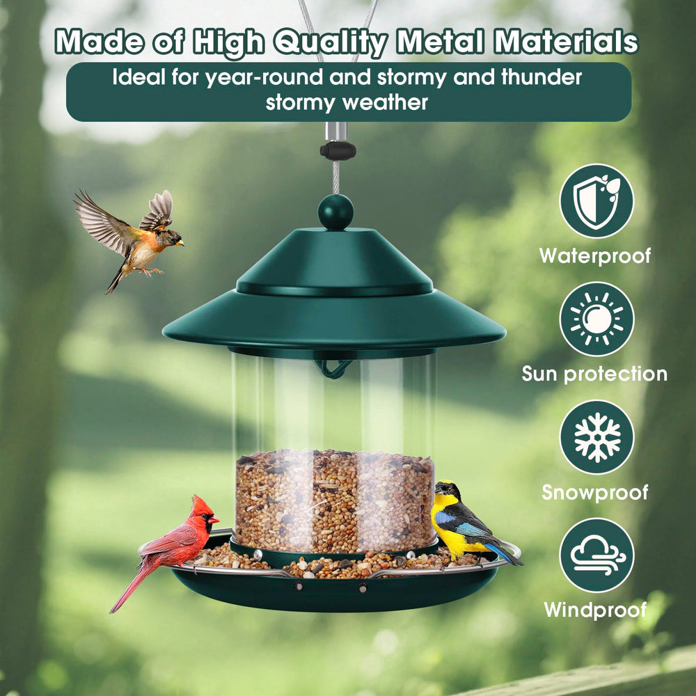MAXDORIA Hanging Bird Feeder with seeds in green colour