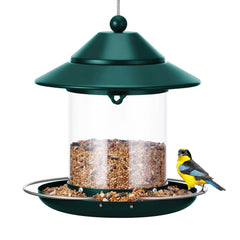 MAXDORIA Hanging Metal Bird Feeder front view with clear tube