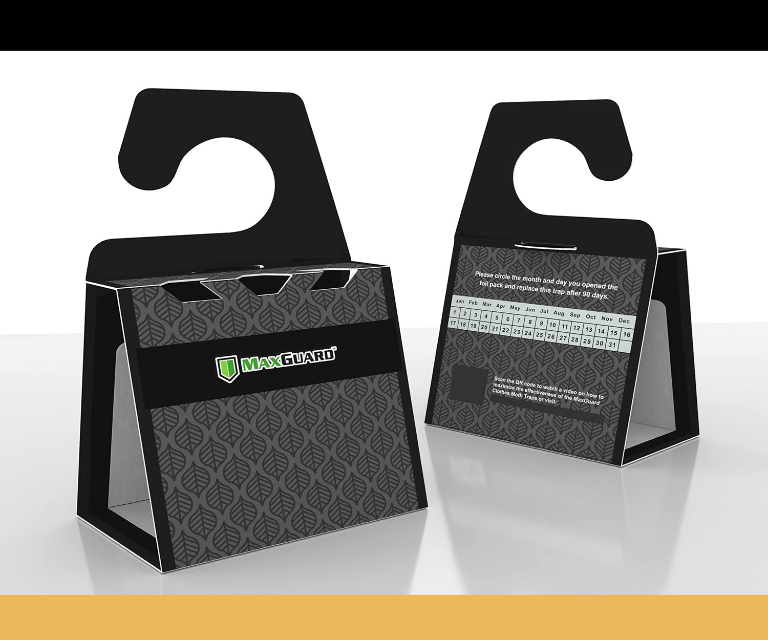 Maxguard moth trap packaging side view with usage instructions
