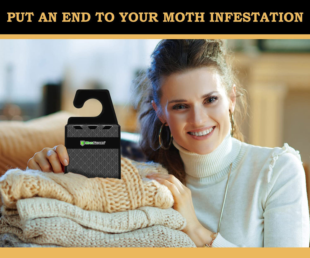 Maxguard moth traps with black design displayed in home environment