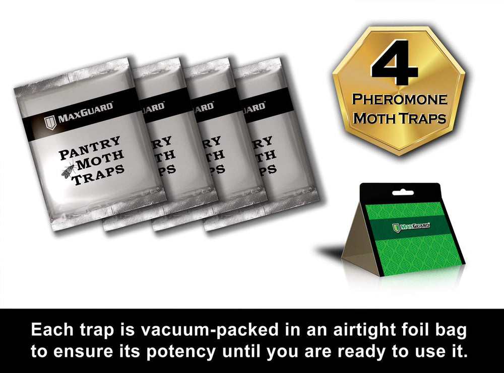 Maxguard Pantry Moth Trap packaging showing 4 traps