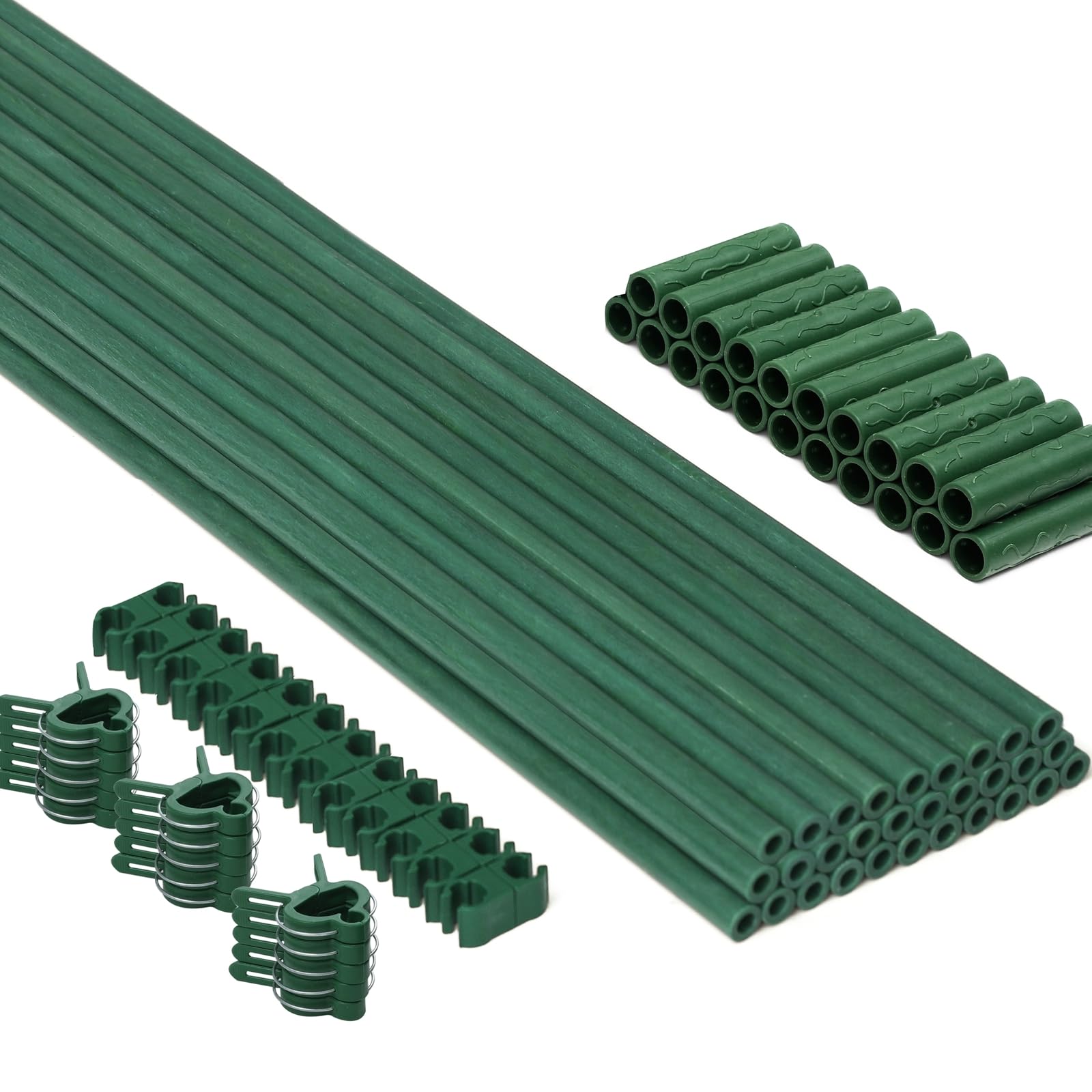 MAXPACE 93pcs Garden Stakes Kit with 30 green fiberglass stakes