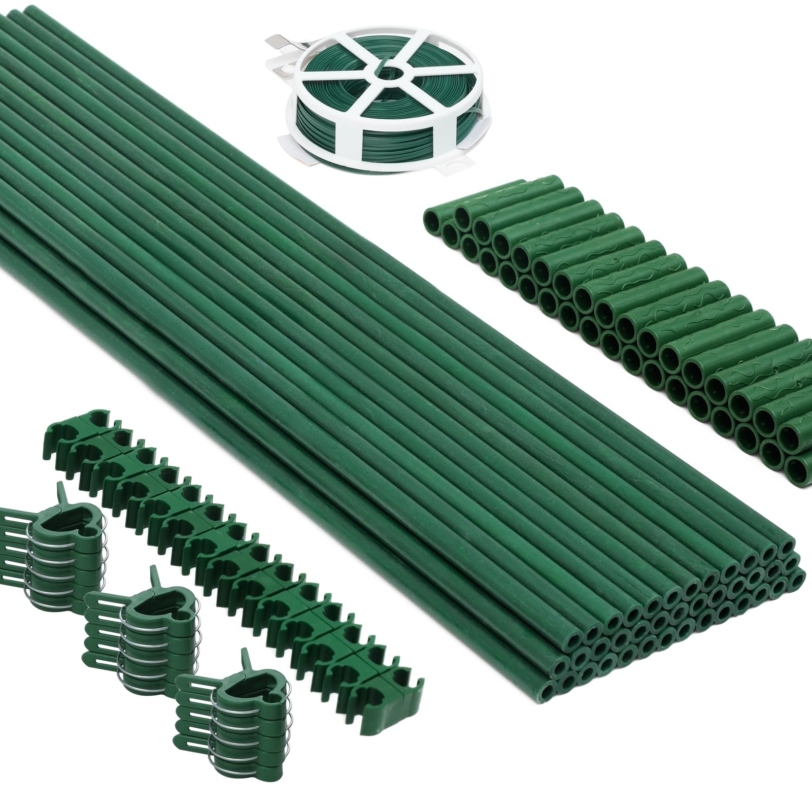 MAXPACE Garden Stakes Kit with 40 green fiberglass stakes and accessories