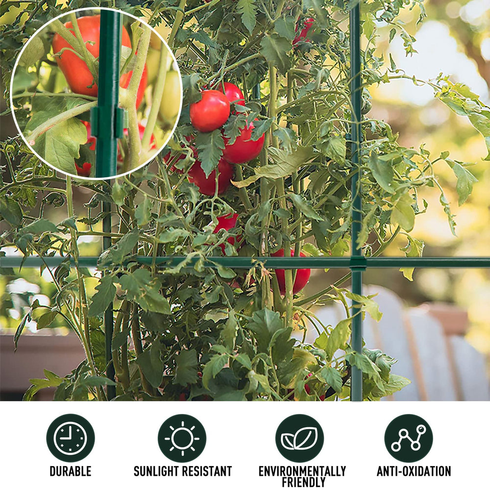 MAXPACE green fiberglass stakes displayed in a garden setting
