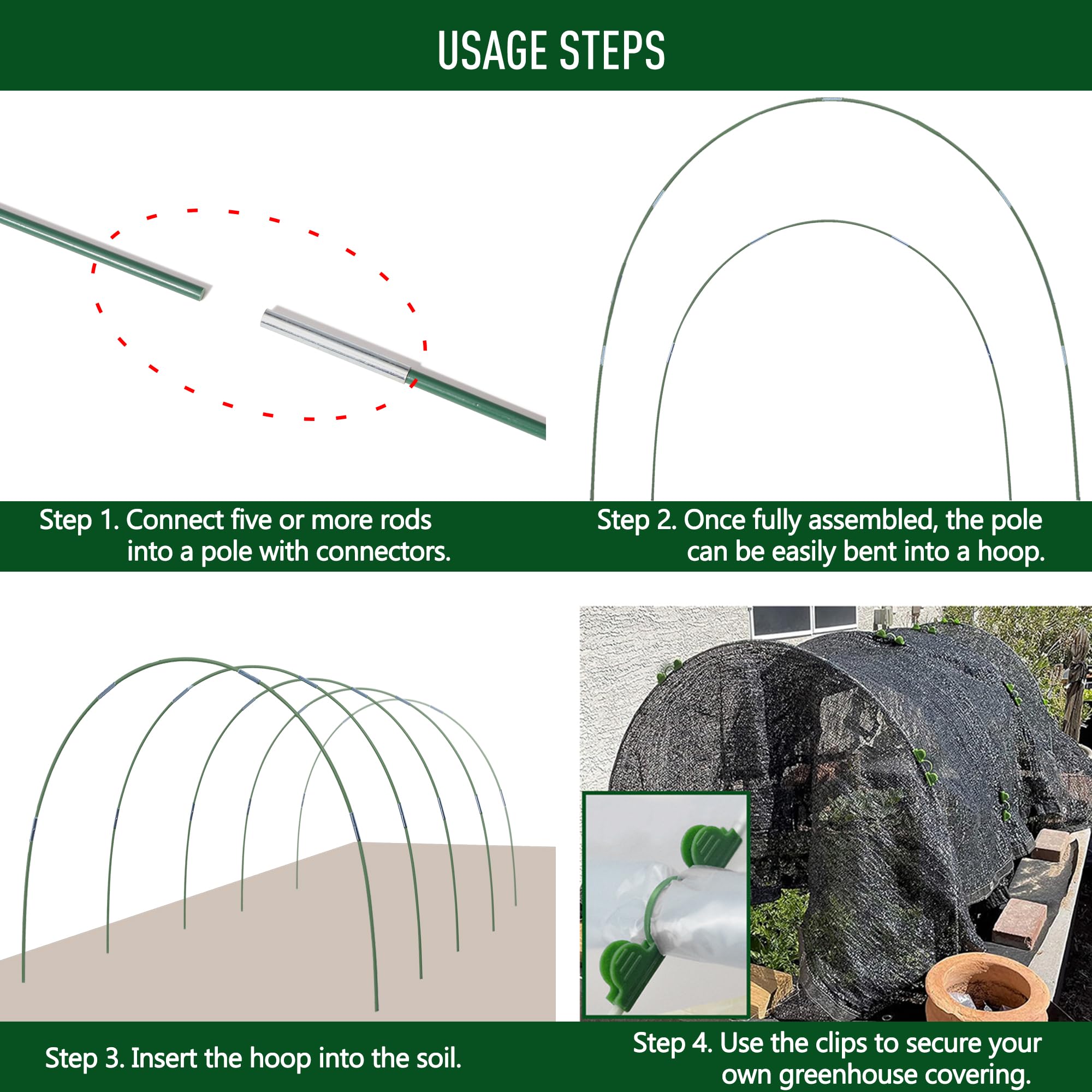 MAXPACE Greenhouse Hoops Kit in use for plant protection
