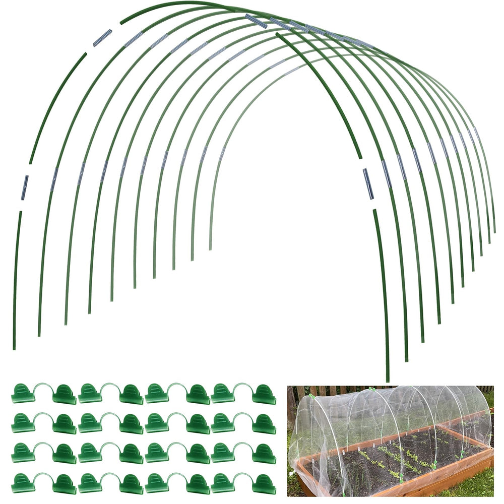 MAXPACE Greenhouse Hoops Kit with 50 fiberglass rods and connectors