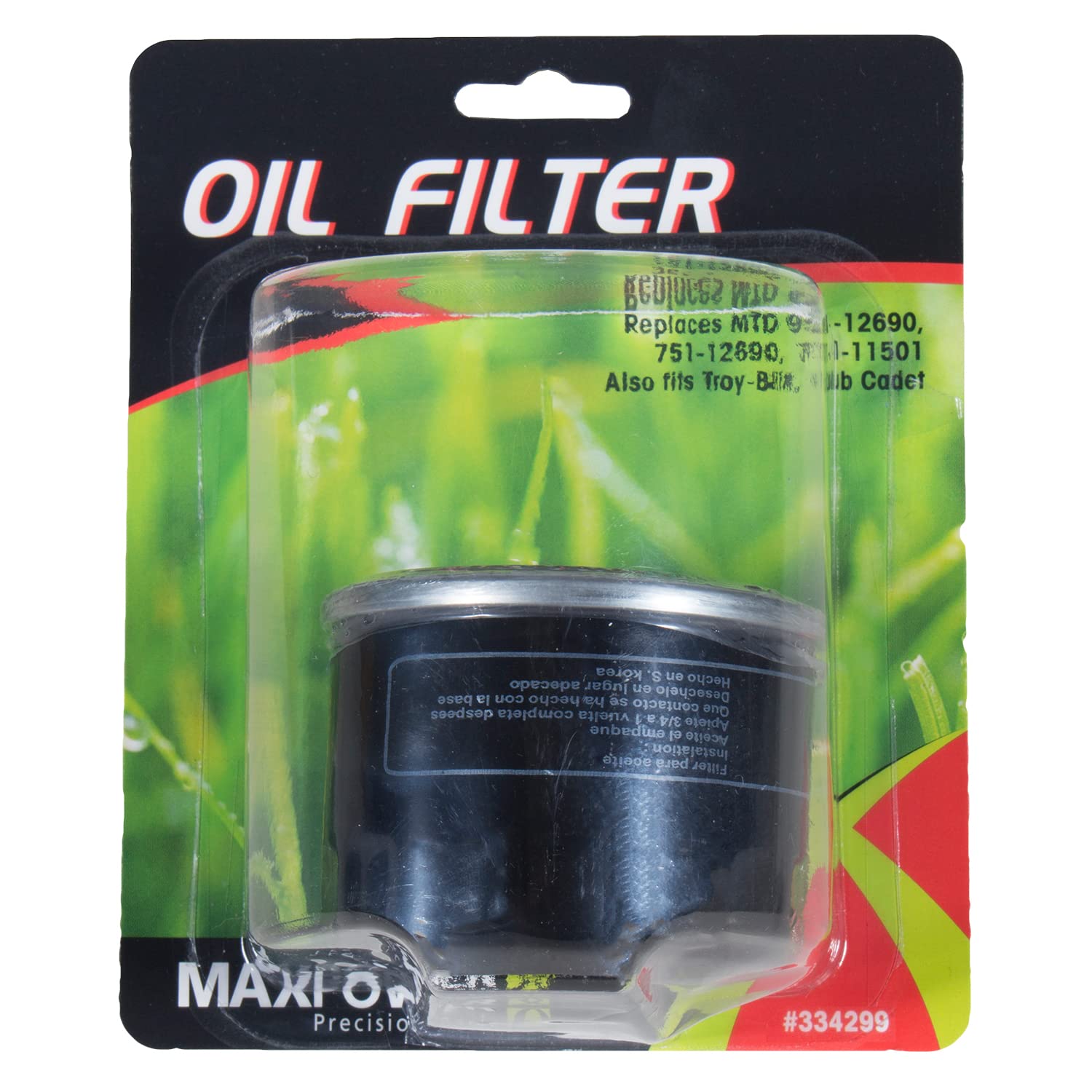 Maxpower 334299 oil filter packaging and details
