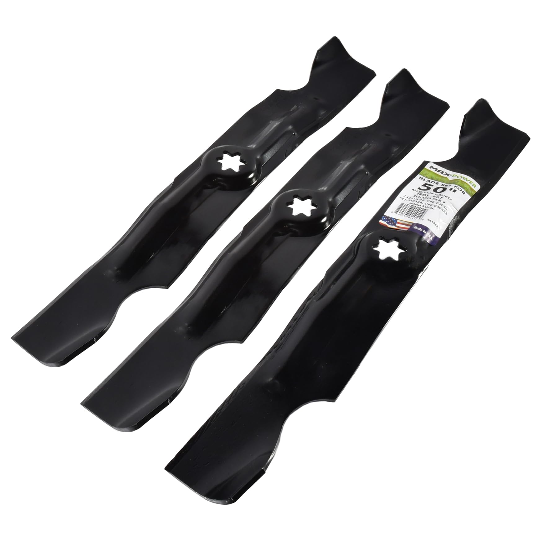 Maxpower 561545B blades ready for installation on mower