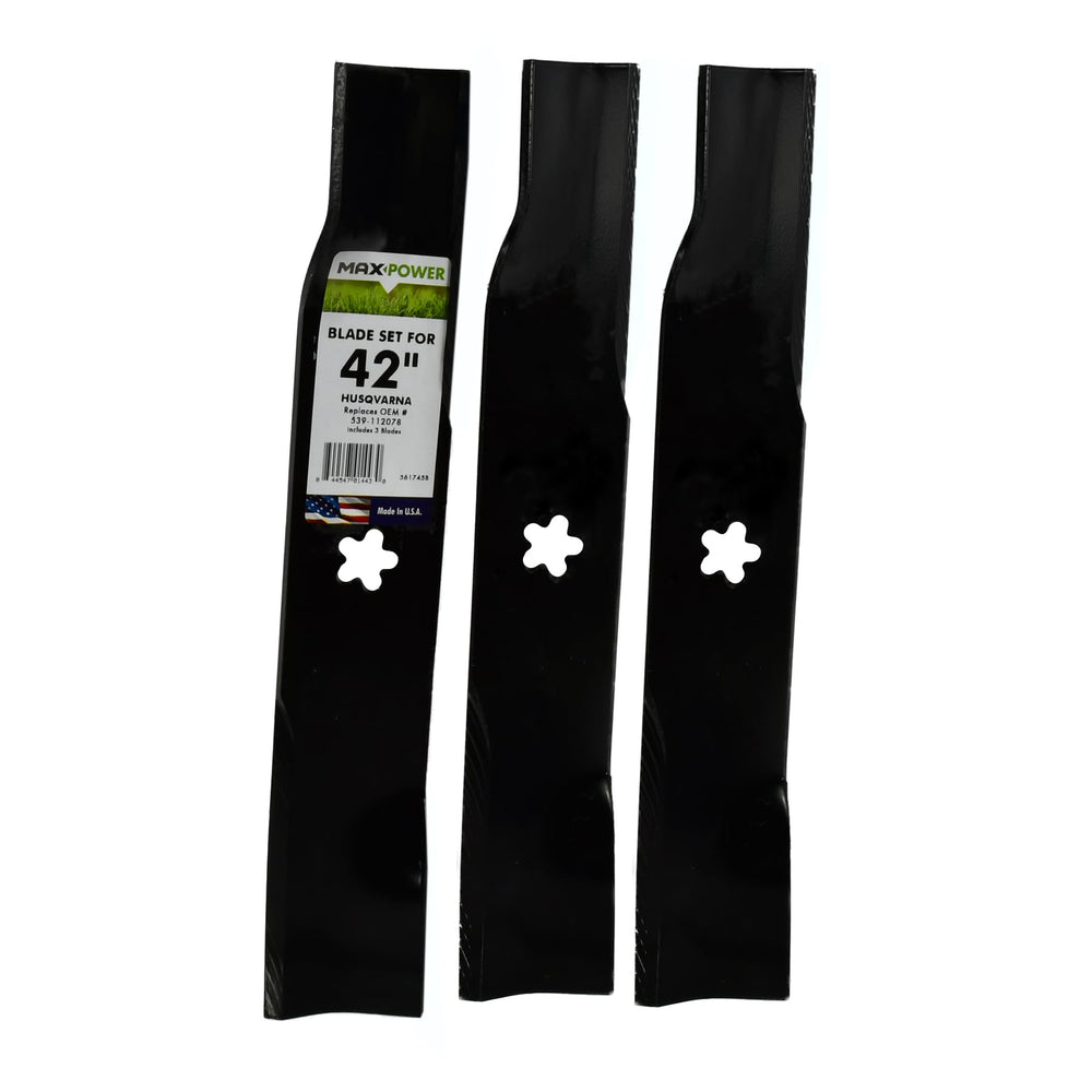 Maxpower 561745B 3 blades set for lawn mowers front view