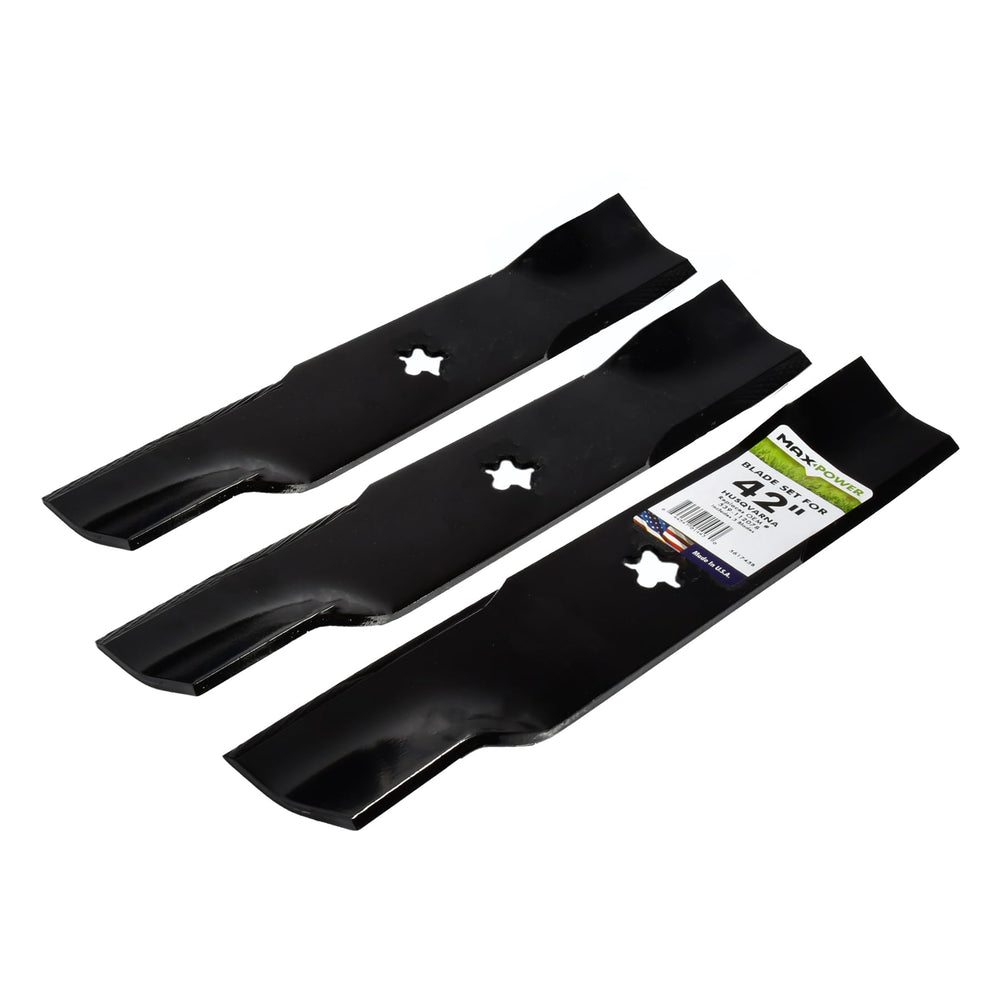 Maxpower 561745B blades laid out on a workbench