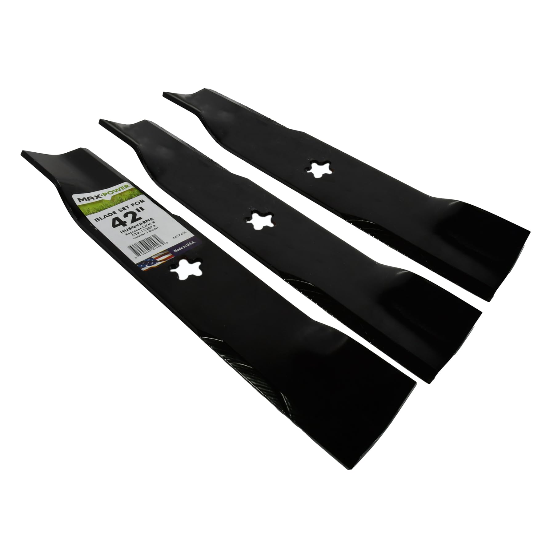 Maxpower 561745B blades with measuring tape for size reference