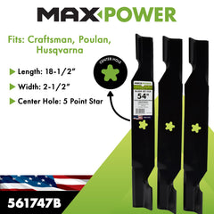 Maxpower 561747B blades showing 5 point star center hole