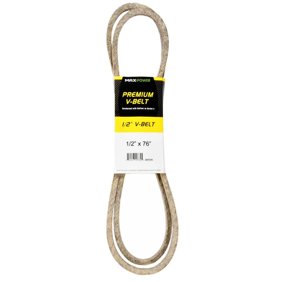 Maxpower Premium Kevlar V-Belt 1/2" x 76" front view