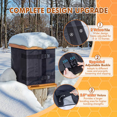 MayBee Winter Bee Hive Wrap close-up of Velcro straps and buckle