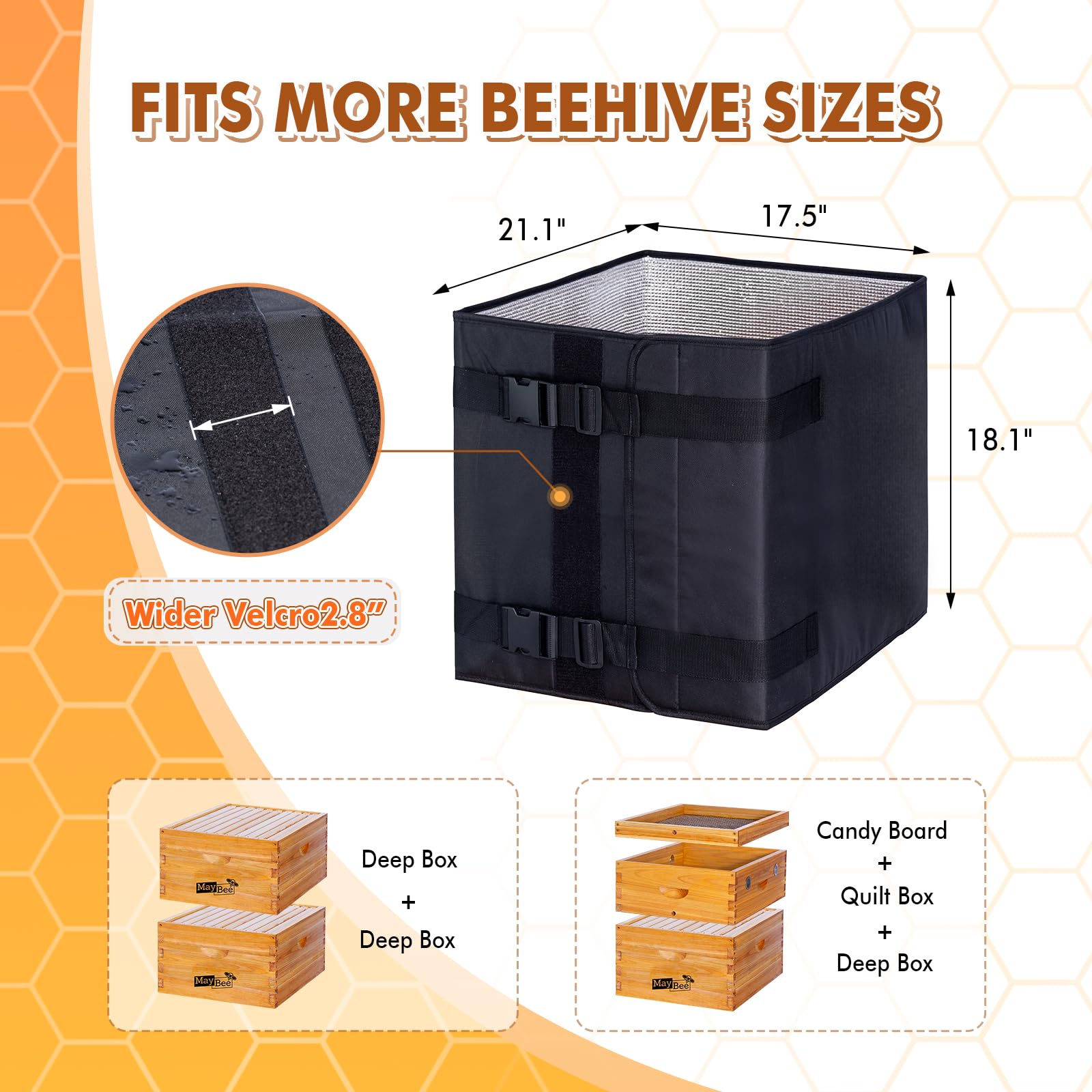 MayBee Winter Bee Hive Wrap displayed on a beehive