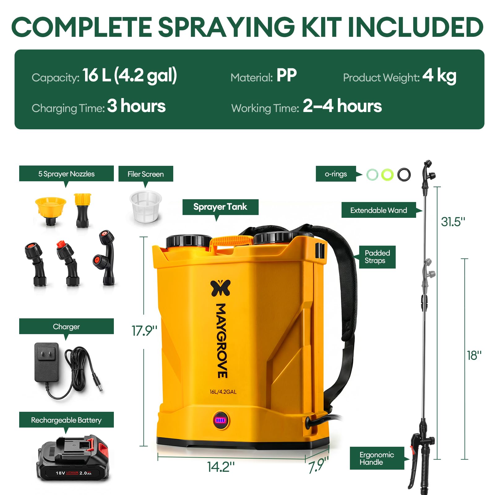 Maygrove backpack sprayer yellow colour side view