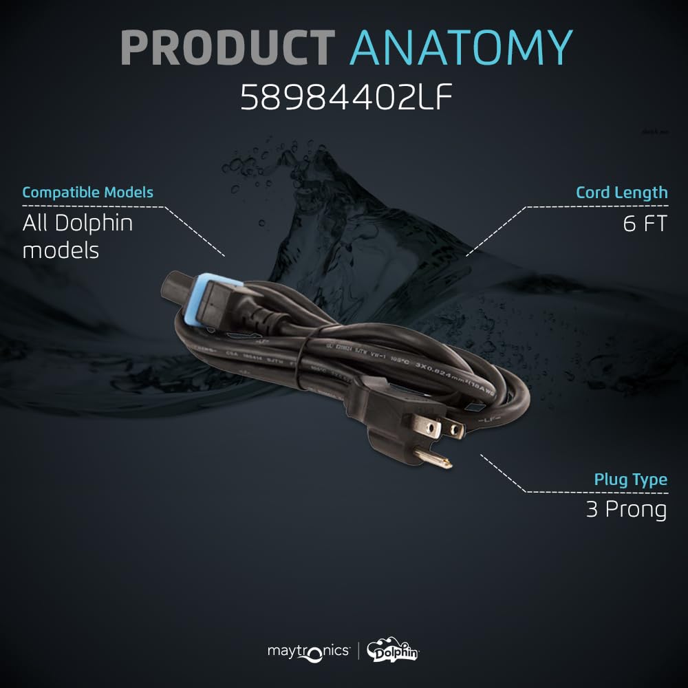 MAYTRONICS Dolphin Cord black colour against a pool background