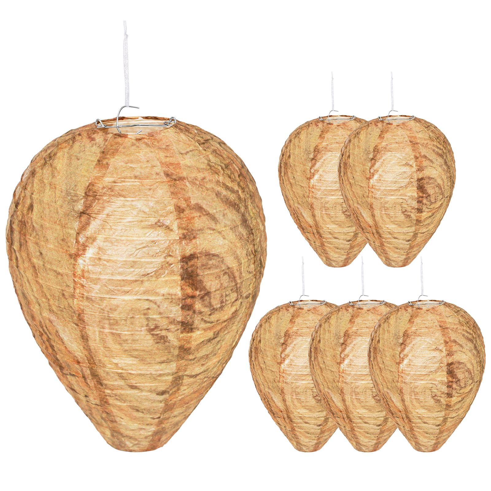 Mazholoths 6 Pack Paper Fake Wasp Nest front view