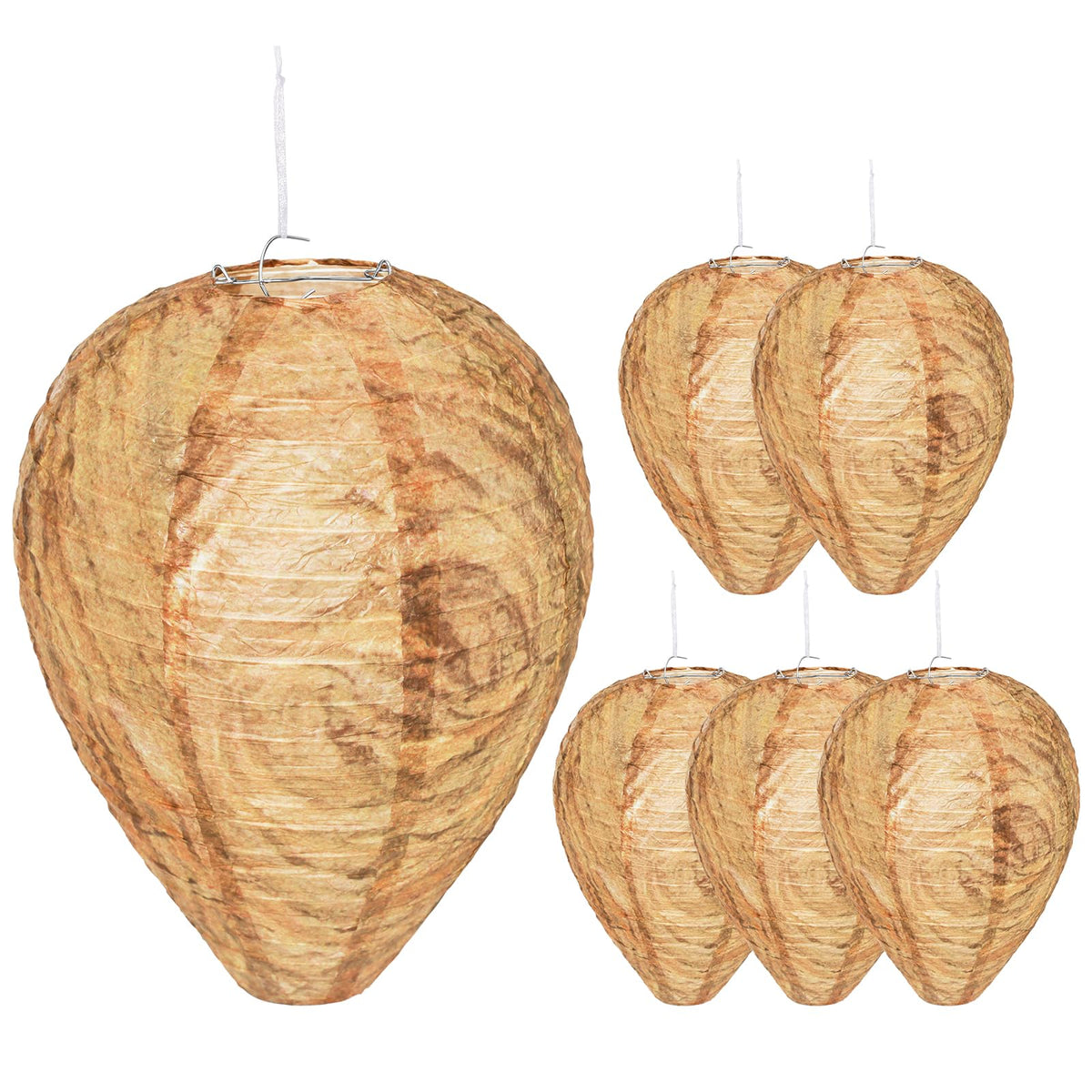 Mazholoths 6 Pack Paper Fake Wasp Nest front view
