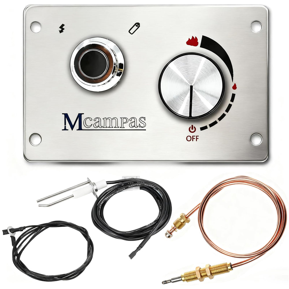 MCAMPAS fire pit burner valve system kit stainless steel control panel