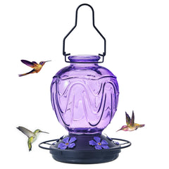 MCHBF Glass Hummingbird Feeder purple design front view