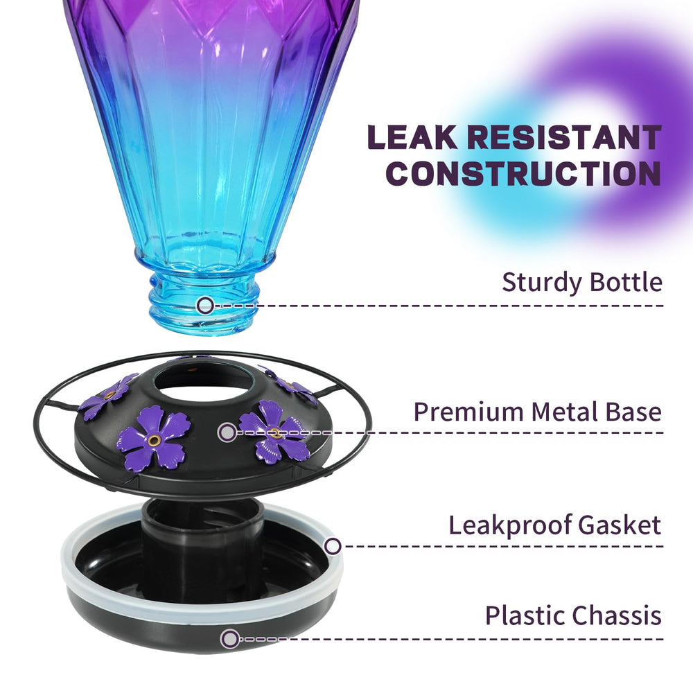 MCHBF Glass Hummingbird Feeder with Ant Moat attached