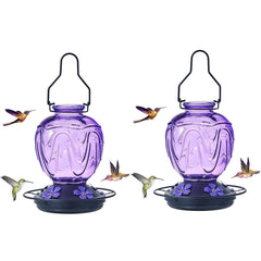 MCHBF Hummingbird Feeder 2 Pack Purple Glass with Ant Moat