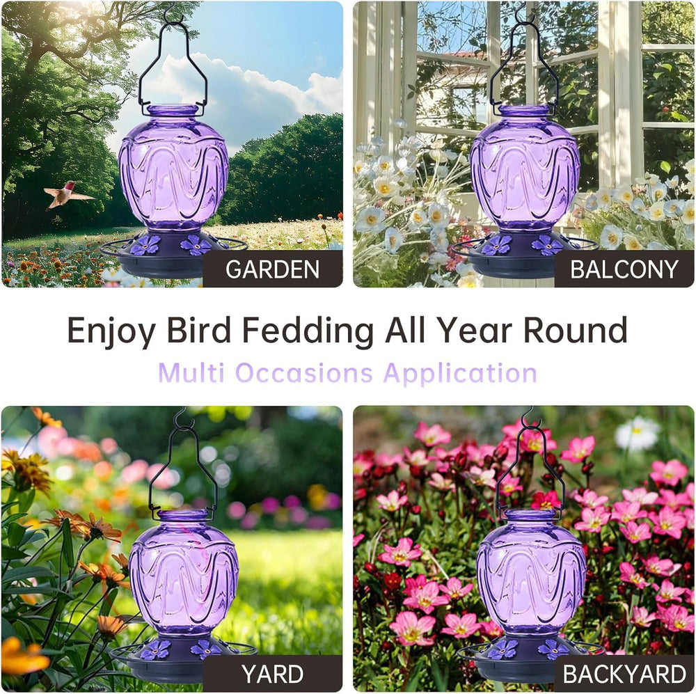MCHBF Hummingbird Feeder displayed with garden flowers