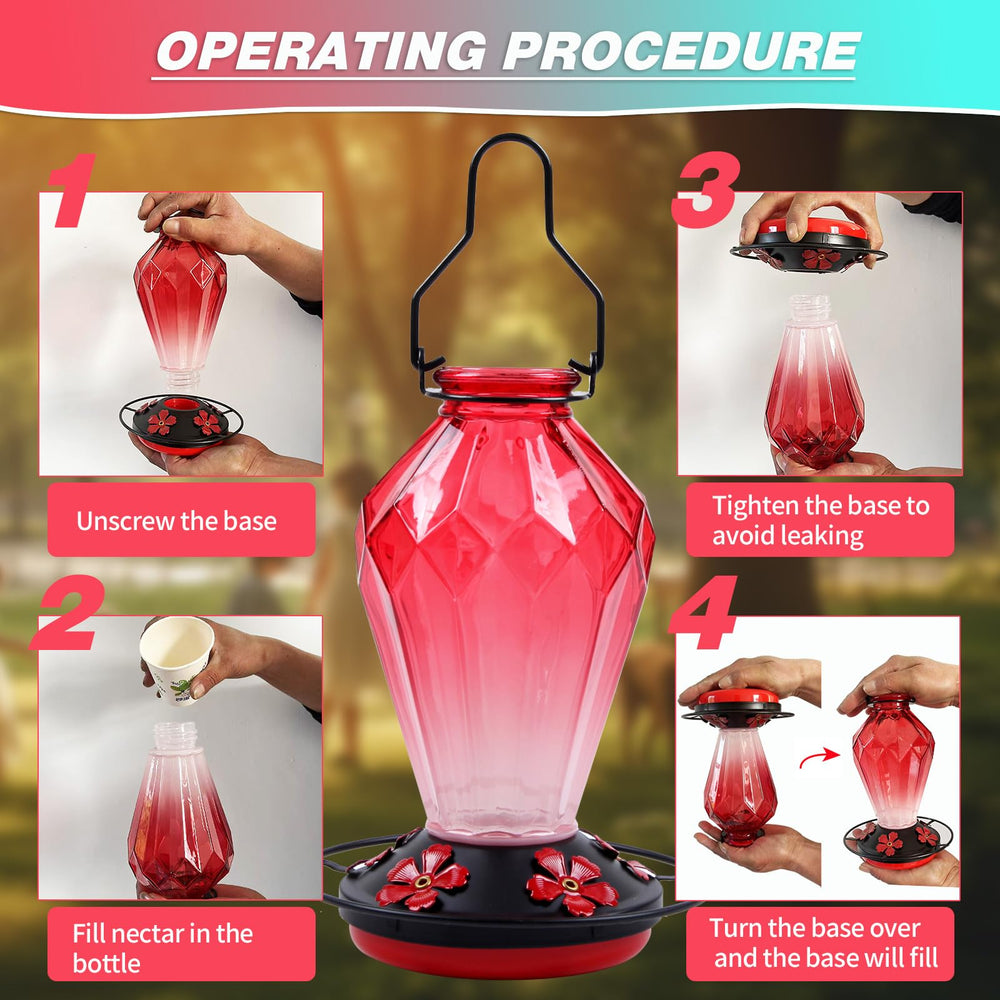 MCHBF Hummingbird Feeder mounted on garden hook