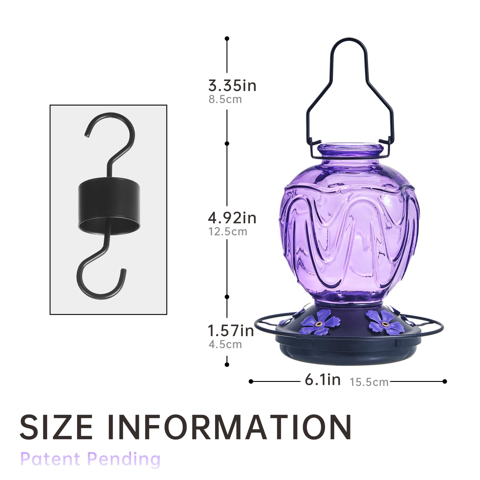 MCHBF Hummingbird Feeder purple glass jar detail
