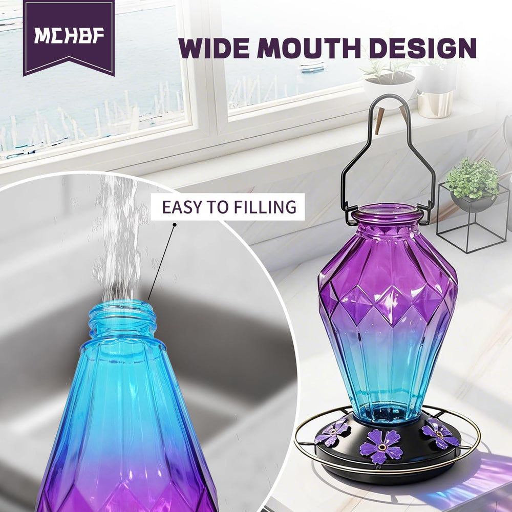 MCHBF Hummingbird Feeder showing leak-proof design features