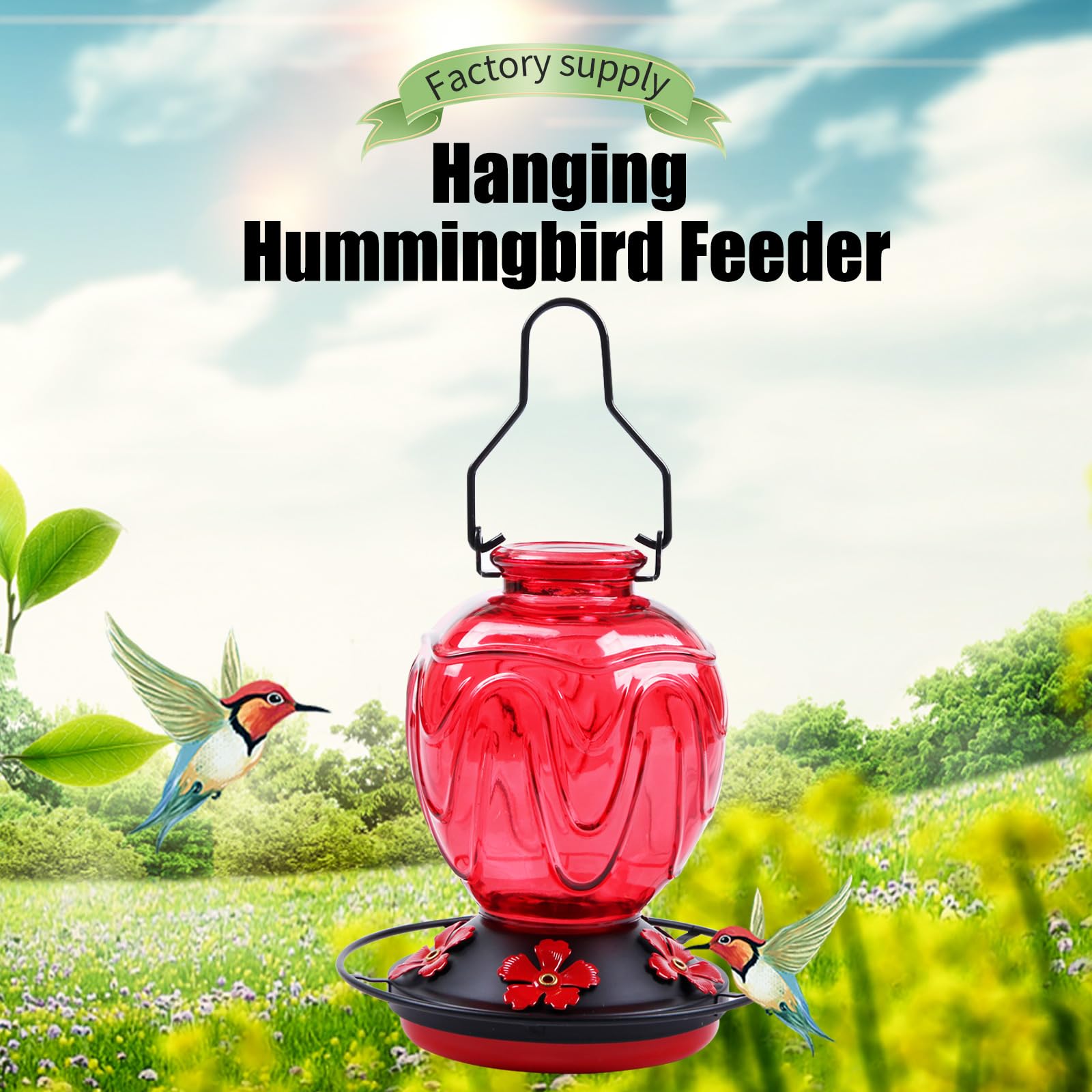 MCHBF Hummingbird Feeder with metal hanging bracket